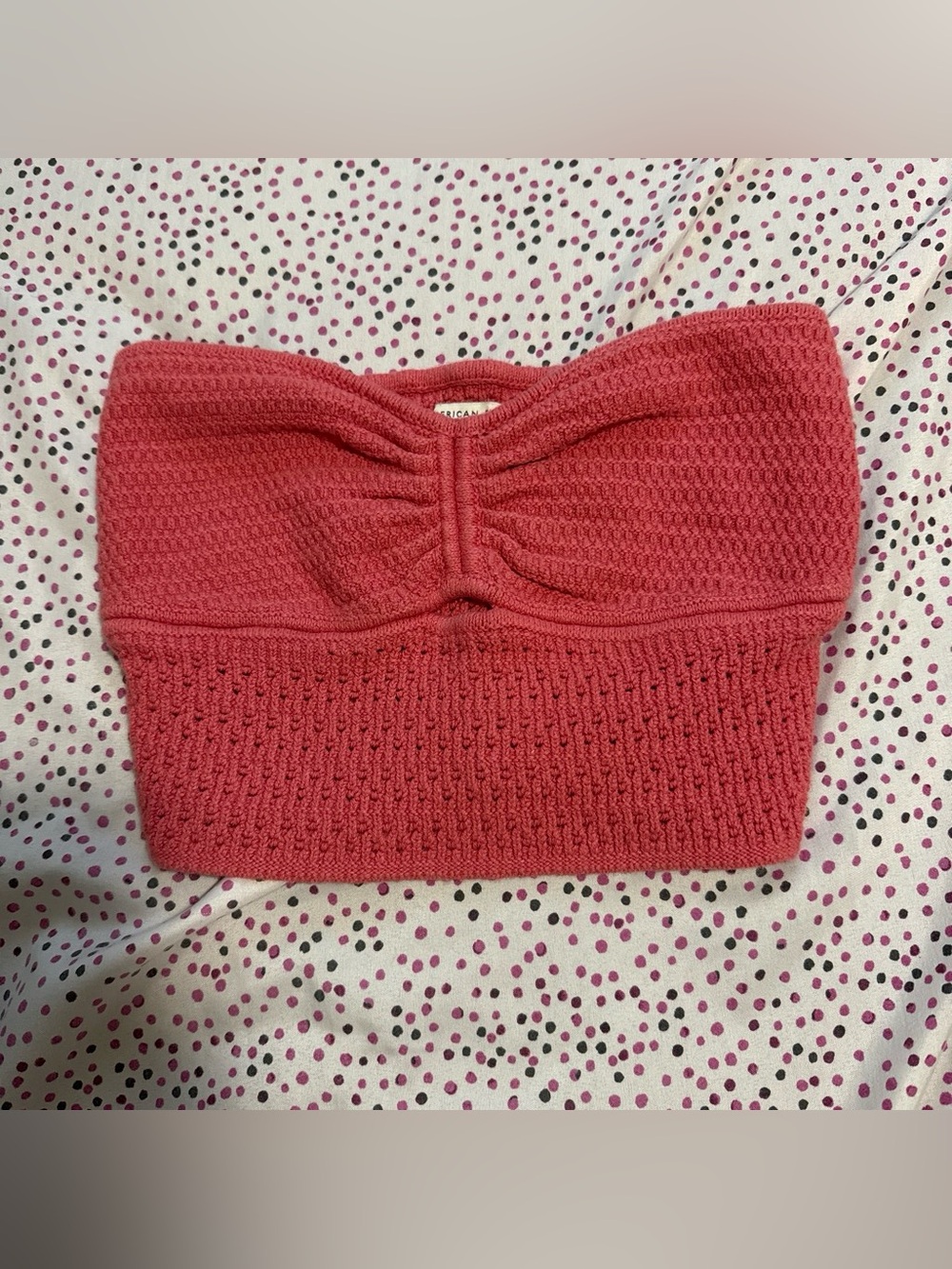 American Eagle Outfitters Coral Knit Strapless Bandeau Top